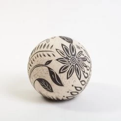 T. Davis Large Decorative Unglazed Sgraffito Ceramic Ball Art & Artists