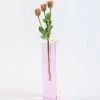 Veritas Rose Colored Crystal 10" Glass Bud Vase