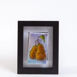 Odette Monaghan (Findlay, OH) Art & Artists Odette Monaghan "Two Pears In Frame" Fused Glass Picture
