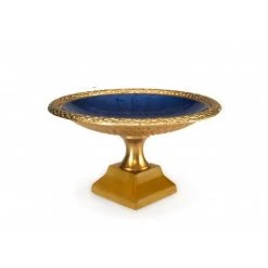 Julia Knight 12" Florentine Gold/Sapphire Blue Pedestal Bowl