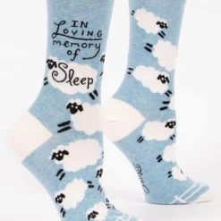 BlueQ Women's Crew Socks "In Loving Memory Of Sleep"