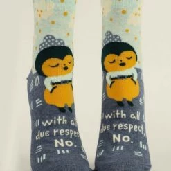 BlueQ Women's Ankle Socks "with All Due Respect, NO." Clothing & Accessories