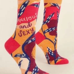 BlueQ Women's Crew Socks: Anxious And Sexy