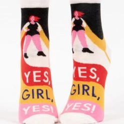 BlueQ Women's Ankle Socks "Yes, Girl, Yes!" Clothing & Accessories