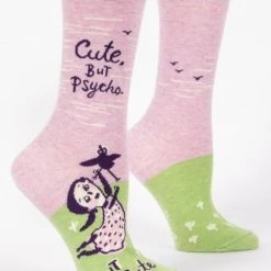 BlueQ Women's Crew Socks: Cute, But Psycho. Clothing & Accessories