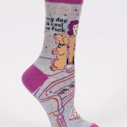 BlueQ Women's Crew Socks: My Dog Is Cool As Fuck