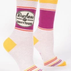 BlueQ Women's Crew Socks: Duchess Of Sassytown Clothing & Accessories