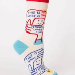 BlueQ Women's Crew Socks: This Is What A Feminist Looks Like Clothing & Accessories