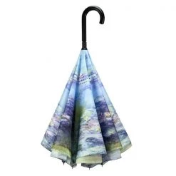 Clothing & Accessories Galleria Reverse Close Umbrella (Monet's "Water Lilies")