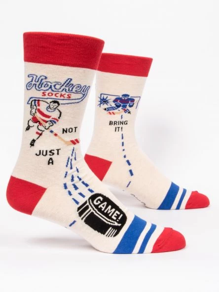BlueQ Men's Crew Socks: Hockey Not Just A Game 1 BlueQ Men's Crew Socks: Hockey Not Just A Game