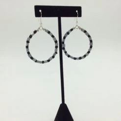 Suzie Blue Cube Bead Hoop Earrings Clothing & Accessories