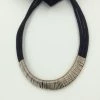 Clothing & Accessories Suzie Blue Black Cotton Wrap & Metal Necklace