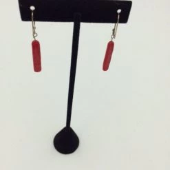 Verre-Julie Burton Clothing & Accessories Verre Long Skinny Red Glass Earrings With Sterling Findings