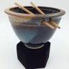 Art & Artists Jason Bove Light And Dark Blue Glazed Ceramic Rice Bowl With Chopstick Rests