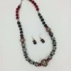 Judy Decker Scarlet & Grey Glass And Silver Bead Necklace And Earrings Set
