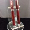 JD John Dowell Matched Red Marbleized Acrylic Roller Ball/Fountain Pen Set