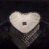 Argenesi Diamante Glass Heart-Shaped Dish W/Silver Back