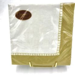 Caspari Linen Gold Border Cocktail And Luncheon Napkins Household