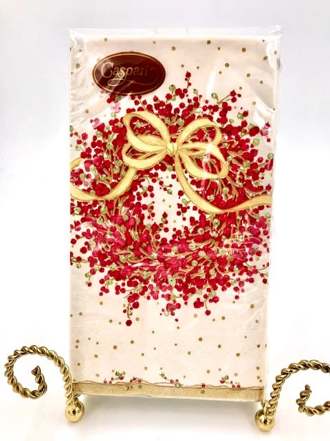 Caspari Pepperberry Holiday Wreath Cocktail, Luncheon & Dinner Napkins Household 3 Caspari Pepperberry Holiday Wreath Cocktail, Luncheon & Dinner Napkins Household