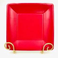 Caspari Red Square Salad/Dessert Plate Household