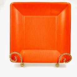 Caspari Orange Square Salad/Dessert Plate Household