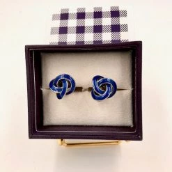 Objects Of Desire Artful Living Cufflinks-Blue Enamel Knot