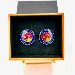 Objects Of Desire Artful Living Cufflinks-Hand Painted Japanese Blossoms