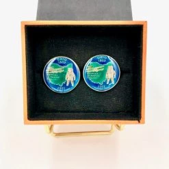 Objects Of Desire Artful Living Clothing & Accessories Cufflinks-Hand Painted State Of Ohio Statehood Quarters