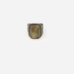 Objects Of Desire Artful Living Mens Agate Stone Silver Ring (9) Clothing & Accessories
