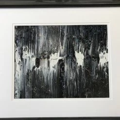 Vicky Bauman (Findlay, OH) Art & Artists Vicky Bauman: 20" X 24" Abstract Black & White Painting In Black Frame