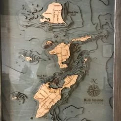 Objects Of Desire Artful Living Household Wood Chart Nautical Map Of Put-In-Bay & Bass Islands