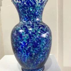 Vicky Bauman (Findlay, OH) Vicky Bauman: 10.75" Tall Alcohol Inks Vase W/Mini Lights Inside (#102) Art & Artists