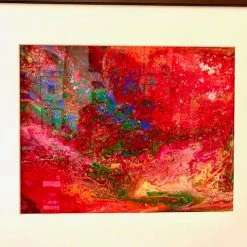 Vicky Bauman (Findlay, OH) Art & Artists Vicky Bauman: 16" X 20" Abstract Acrylic Pour In Black Frame (#107)
