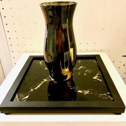 Vicky Bauman (Findlay, OH) Art & Artists Vicky Bauman: 6.5" Interior Acrylic Pour Vase With Matching Tile Stand (#110)