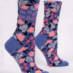 Clothing & Accessories BlueQ Women's Crew Socks "I'm Shy? No Shit"