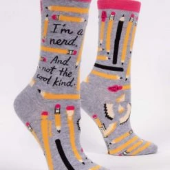 BlueQ Women's Crew Socks "I'm A Nerd. And Not The Cool Kind"