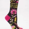BlueQ Women's Crew Socks: You're Killing My Vibe Clothing & Accessories