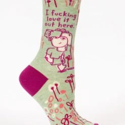 Clothing & Accessories BlueQ Women's Crew Socks: I Fucking Love It Out Here