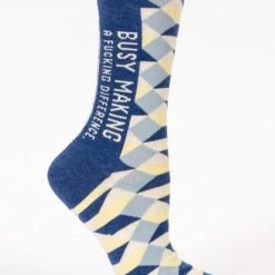 Clothing & Accessories BlueQ Women's Crew Socks: Busy Making A Fucking Difference
