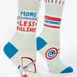 BlueQ Women's Crew Socks: More Feminism Less Bullshit