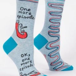 BlueQ Women's Crew Socks: One More Episode. Clothing & Accessories