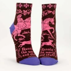 Clothing & Accessories BlueQ Women's Ankle Socks: Runnin' The World And Stuff
