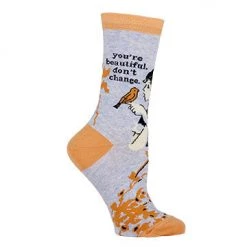 BlueQ Women's Crew Socks "You're Beautiful, Don't Change" Clothing & Accessories