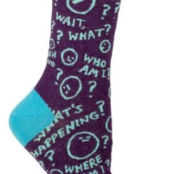 BlueQ Women's Crew Socks "Wait, What? What's Happening...." Clothing & Accessories
