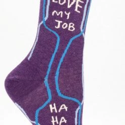 BlueQ Women's Crew Socks "I Love My Job. Ha Ha, Just Kidding"