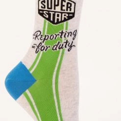 Clothing & Accessories BlueQ Women's Crew Socks "Superstar Reporting For Duty"
