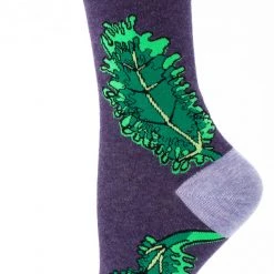 BlueQ Women's Crew Socks: Kale Is On Everything...Even Socks Clothing & Accessories