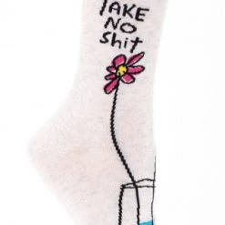 BlueQ Women's Crew Socks "Take No Shit...Give No Fucks" Clothing & Accessories
