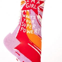 Clothing & Accessories BlueQ Women's Crew Socks: I'm A Girl-What's Your Superpower?