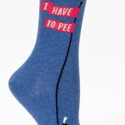 BlueQ Women's Crew Socks: I Have To Pee...Again Clothing & Accessories